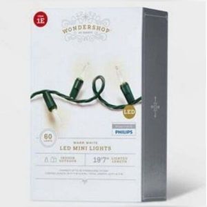60ct LED Smooth Mini Christmas String Lights Warm White w/Green Wire- Wondershop